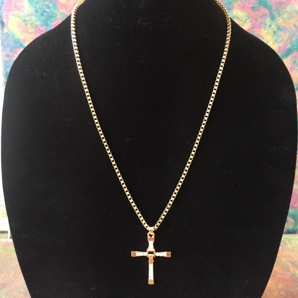 Jewelry - New! Gold Tone 24” BoxChain Cross Pendant Necklace